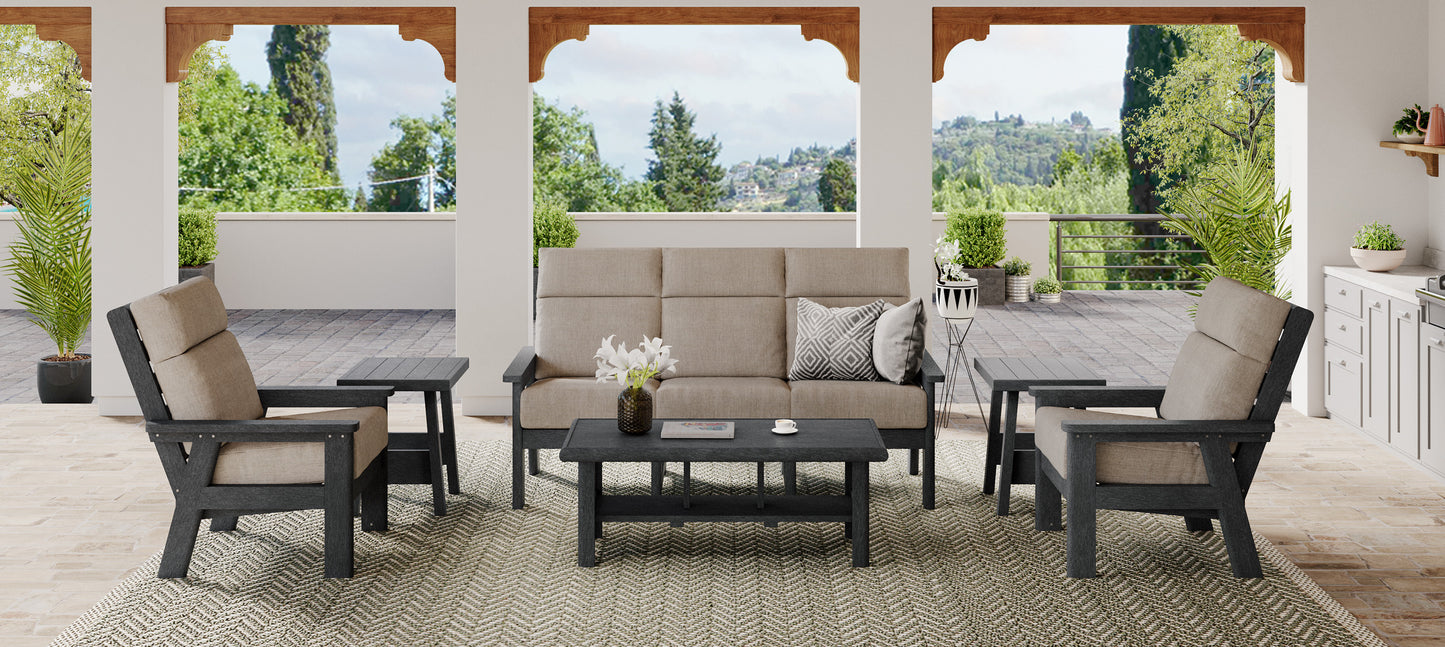 C.R. Plastic Products Charleston Deep Seating High Back Love Seat with Sunbrella Cushions