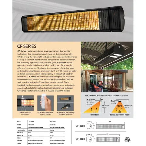 Aura Outdoor Living > Heating > Patio Heaters > Mountable Aura Carbon Black Patio Heater