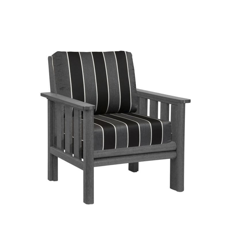 CRP Outdoor Living > Patio Furniture > Deep Seating Black / Peyton Granite C.R. Plastic Products Stratford Deep Seating Arm Chair with Sunbrella Fabric Cushions