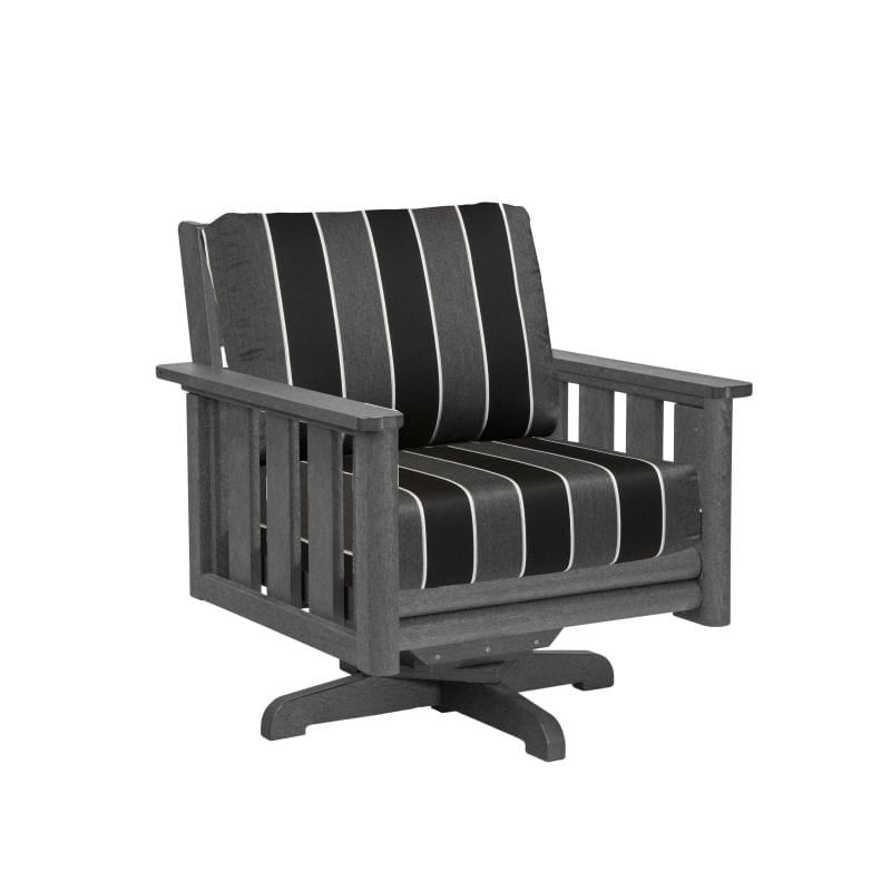 CRP Outdoor Living > Patio Furniture > Deep Seating Black / Peyton Granite C.R. Plastic Products Stratford Deep Seating Swivel Chair with Sunbrella Cushions