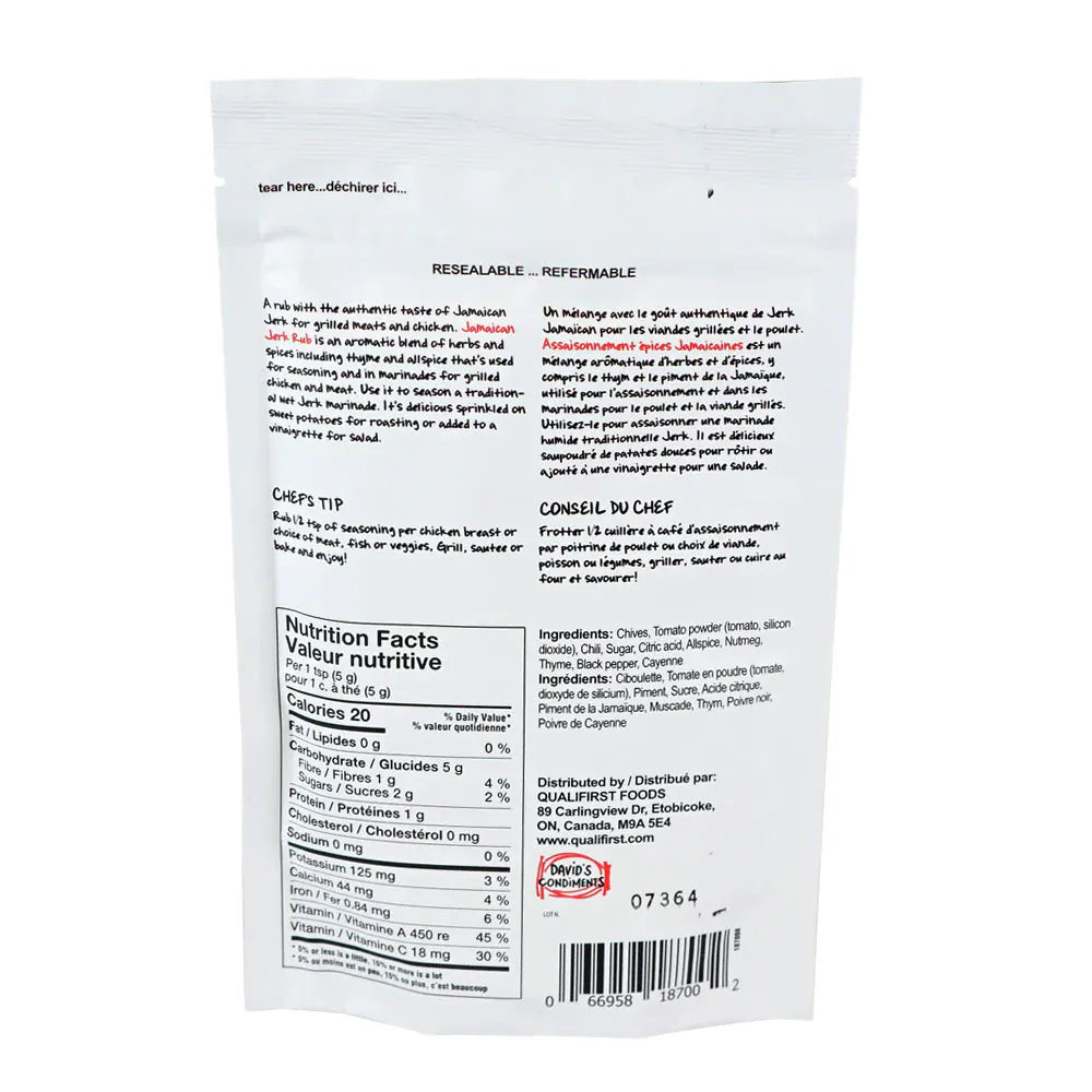 David's Rubs Edibles > Seasoning > Rubs David's No Salt Jamaican Jerk Rub - 90 g