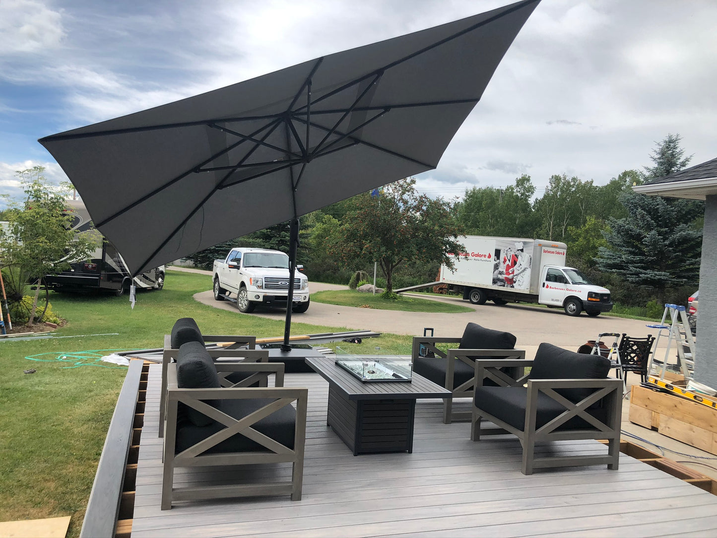 Treasure Garden AG25TSQR - 10 ft. tall Square Cantilever Umbrella - Black Frame