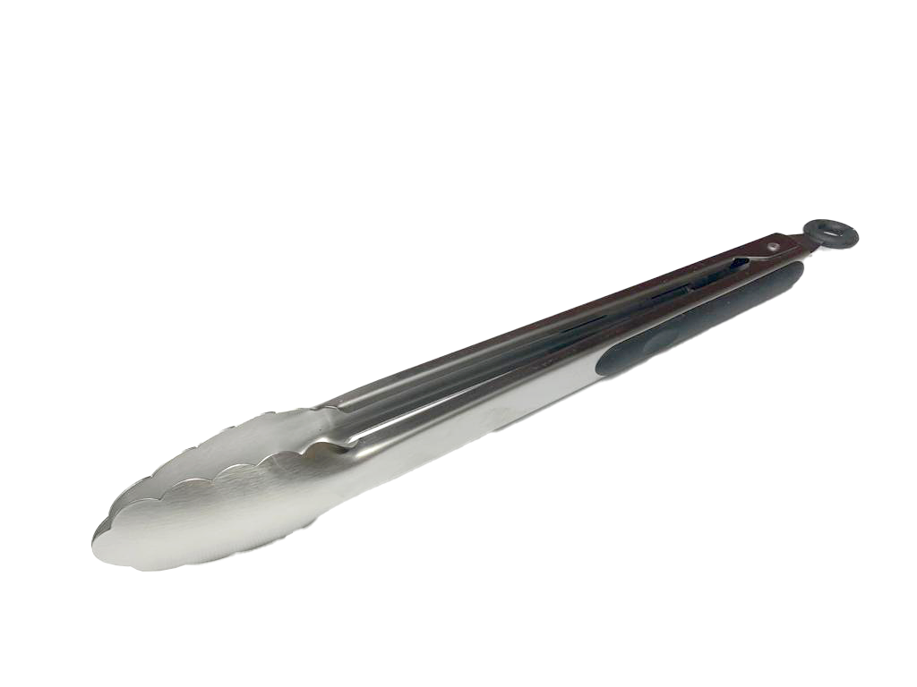 Stainless Steel BBQ Tongs with Black Silicone Grips - Brander Sausage Snatchers PNG