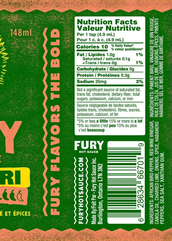 Fury Hot Sauce Barbecue Accessories > Food Prep > Sauces & Spices Fury Peri-Peri Hot Sauce - 5 oz