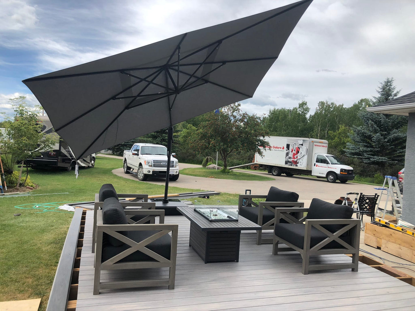Treasure Garden Outdoor Living > Patio Furniture > Umbrellas > Cantilever Treasure Garden AG25TSQR - 10 ft. tall Square Cantilever Umbrella - Black Frame
