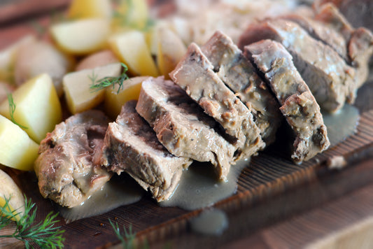 German Senfbraten Pork Tenderloin with Mustard Gravy