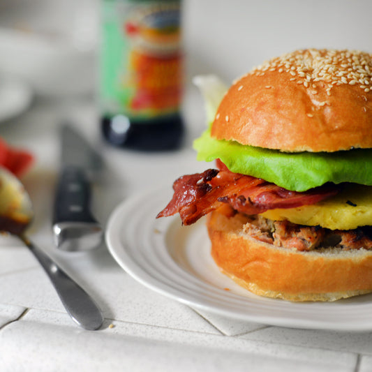 A tasty, fresh and filling Hawaiian burger, sure to have you in a food-coma. 