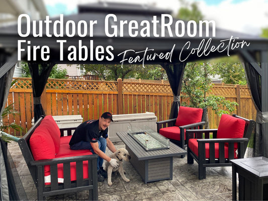 Outdoor Patio Set with Outdoor GreatRoom Fire Tables from Barbecues Galore in Calgary