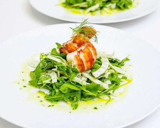 Smoked Lobster with Apple Fennel Slaw and Lemon Herb Butter