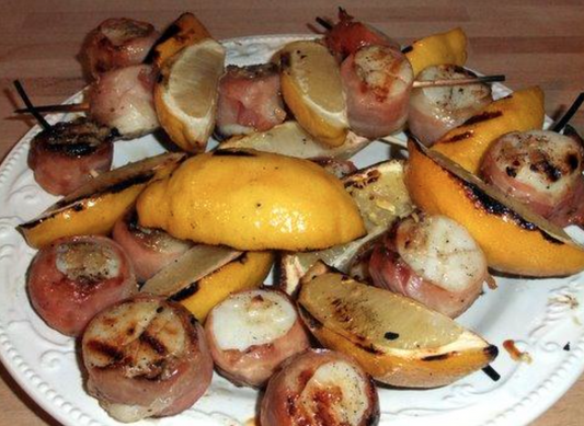 Grilled Lemon Prosciutto Scallops