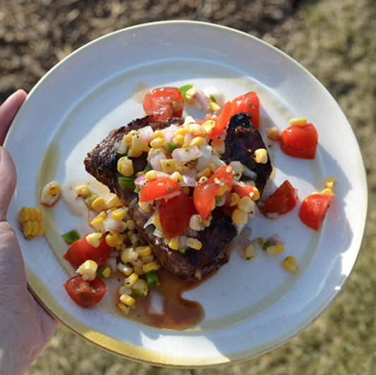 Char-grilled Steak with Grilled Corn Salsa Recipe