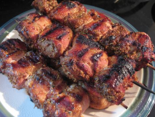 Bacon Wrapped Pork Kabobs Recipe