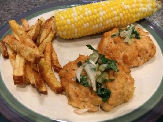 Planked Crab Cakes with Thai Cucumber Relish