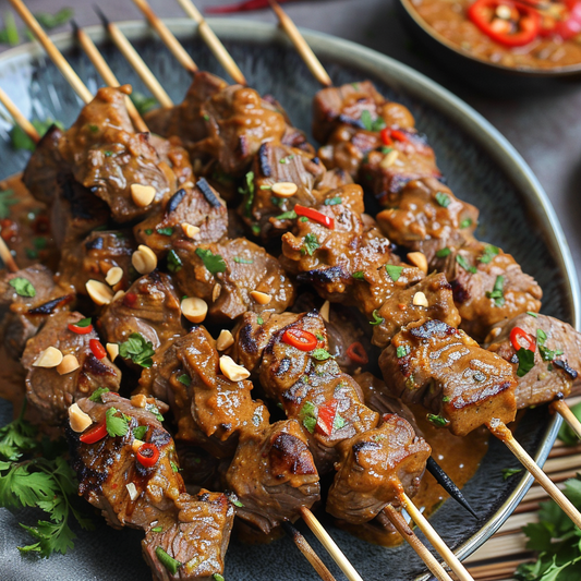 Father's Day Peanut Beef Satay Skewers Recipe
