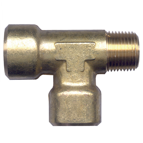 Brass Fitting - 107C 3/8" Male to Double 3/8" Female Forged Street Tee