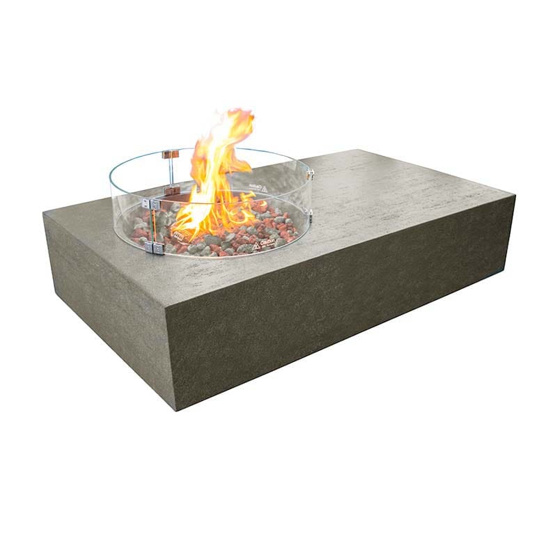 1867 Outdoor Living > Firepits > Gas Firepits 1867 The Taro Rectangular Fire Table with Offset Round Burner - Natural Gas