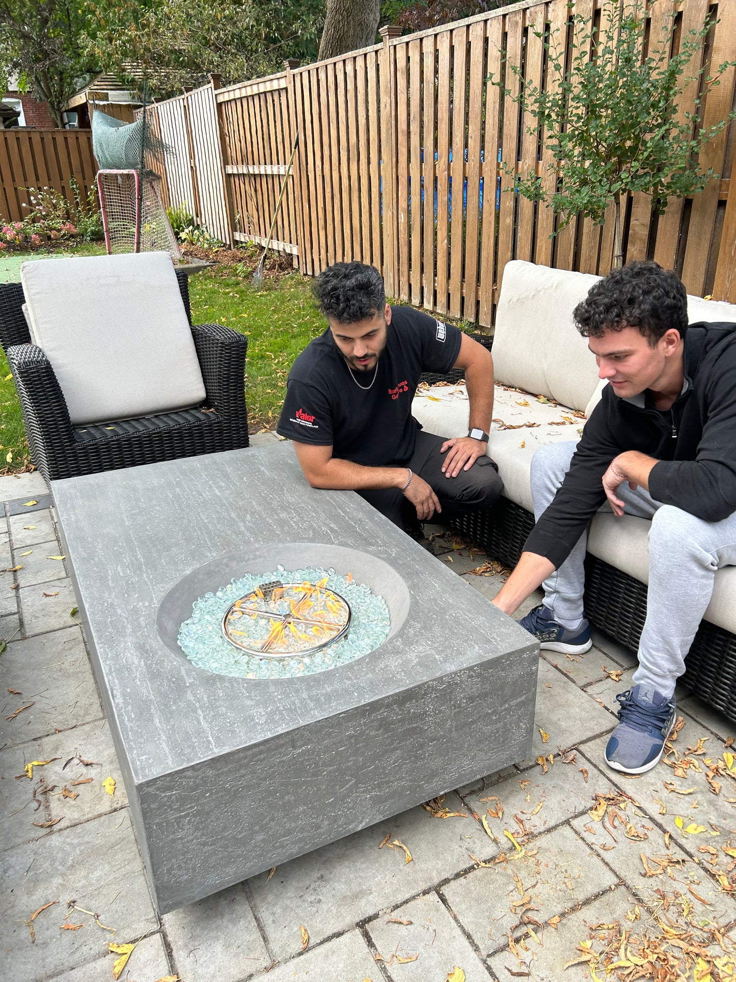 1867 Outdoor Living > Firepits > Gas Firepits 1867 The Taro Rectangular Fire Table with Offset Round Burner - Natural Gas