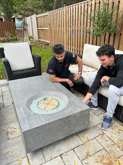 1867 Outdoor Living > Firepits > Gas Firepits 1867 The Taro Rectangular Fire Table with Offset Round Burner - Natural Gas
