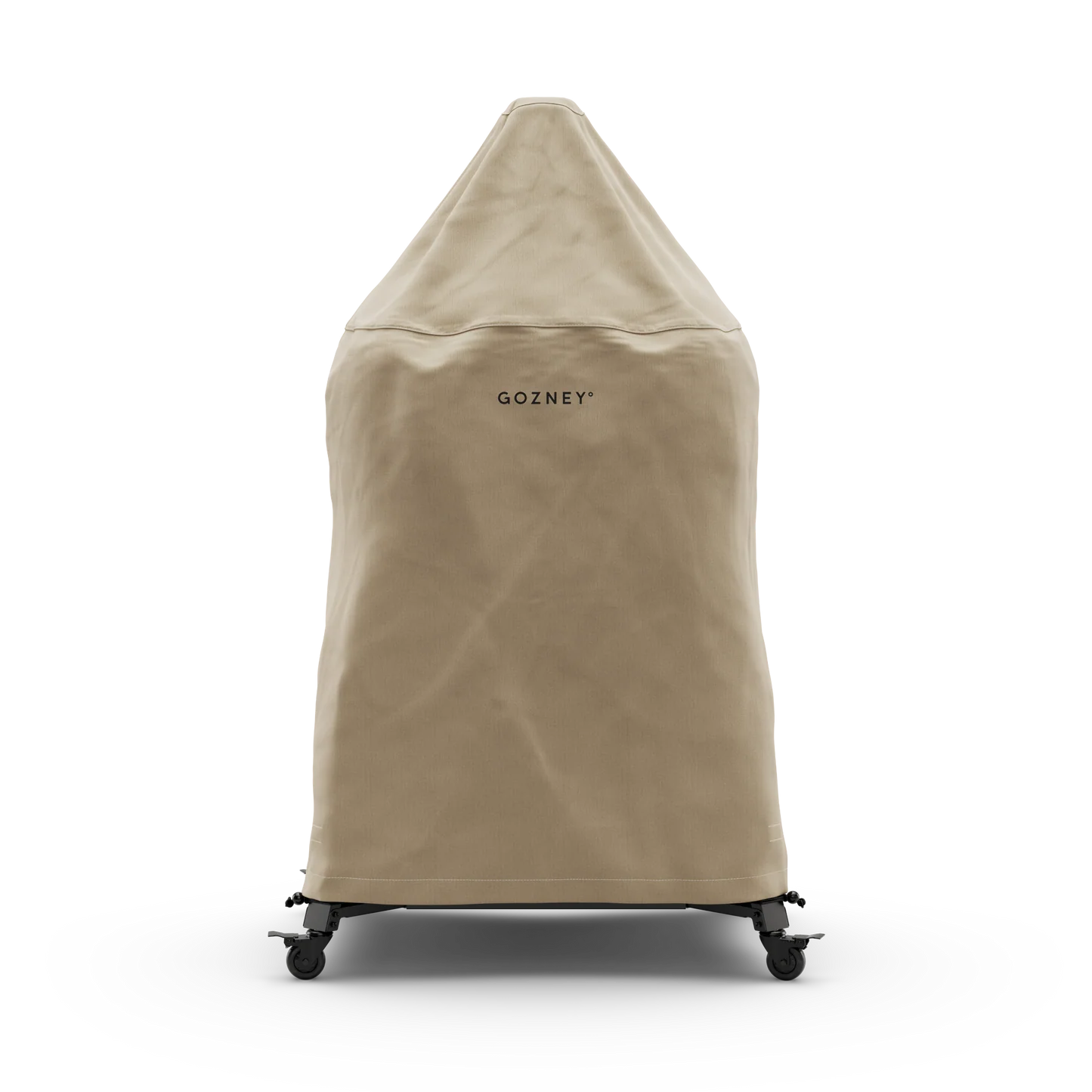 Beige grill cover with 'GOZNEY' branding on a white background