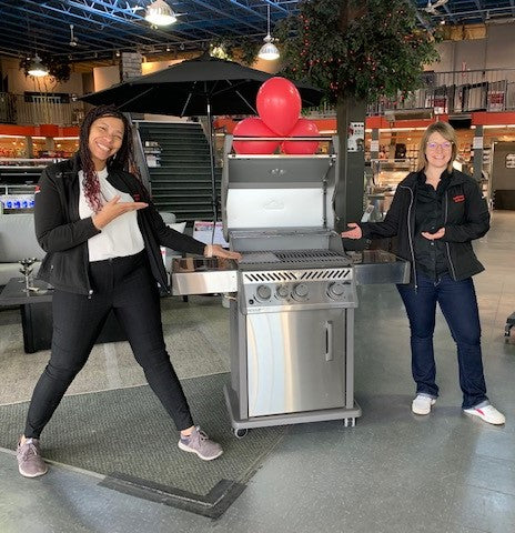 Stainless Steel Napoleon Rogue XT 425 SIB and Barbecues Galore Staff Members in Calgary, Alberta