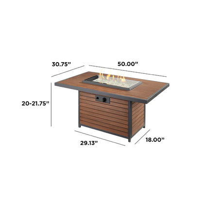Outdoor GreatRoom Kenwood Rectangular 50" x 31" Fire Table