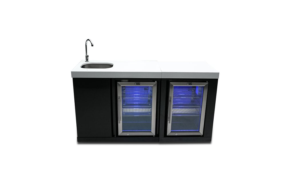 Mont Alpi Black Outdoor Entertainment and Prep Centre with Sink and Duel Beverage Fridges