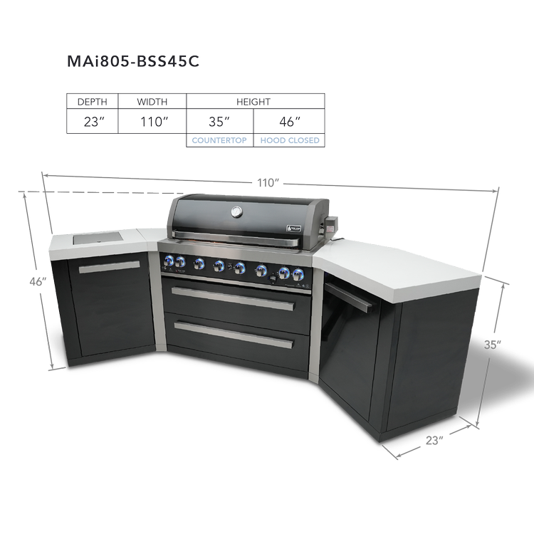 Mont Alpi Black Series 6-Burner Island with 45-degree corners