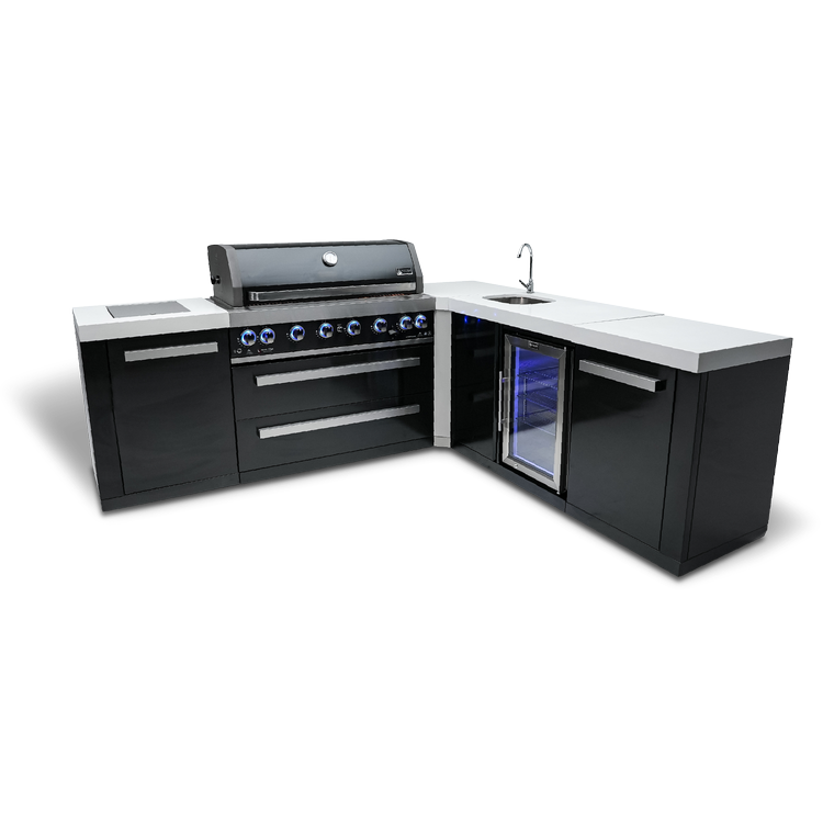 Mont Alpi Black Series with a 90-Degree Corner, Beverage Fridge and Sink