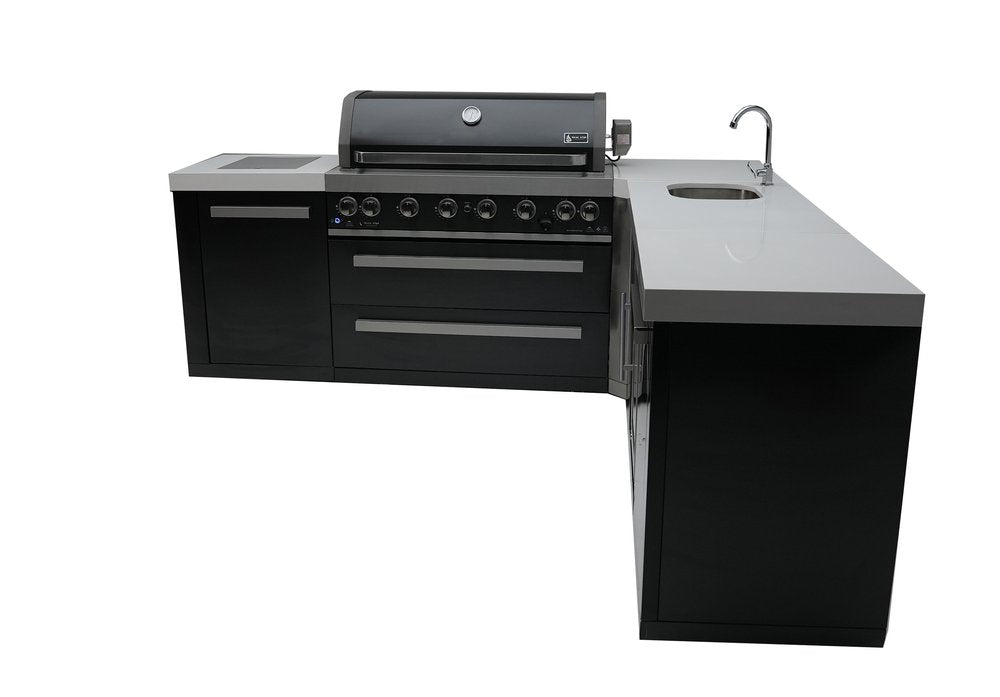 Mont Alpi Black Series with a 90-Degree Corner, Beverage Fridge and Sink