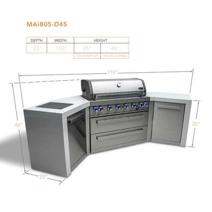 Mont Alpi 6-Burner Deluxe Island with 45-Degree Corners