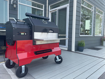 Yoder Smokers YS640S Competition Cart Pellet Grill and Red Cart