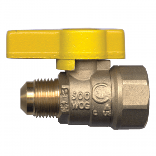 Barbecues Galore Barbecue Parts > Hoses & Fittings > Fittings 1/2" GAS COCK: 1/2" FEMALE PIPE 1/2" MALE FLARE - CSA APPROVED