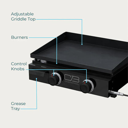 Charbroil Outdoor Cooking > Gas Grills > Griddle Charbroil® 22" Performance Series Portable Tabletop 2 Burner Propane Gas Griddle