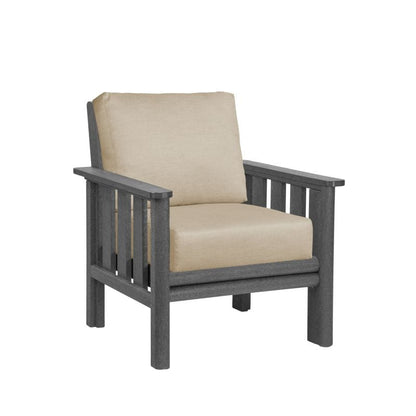CRP Outdoor Living > Patio Furniture > Deep Seating Black / Bliss Sand C.R. Plastic Products Stratford Deep Seating Arm Chair with Sunbrella Fabric Cushions
