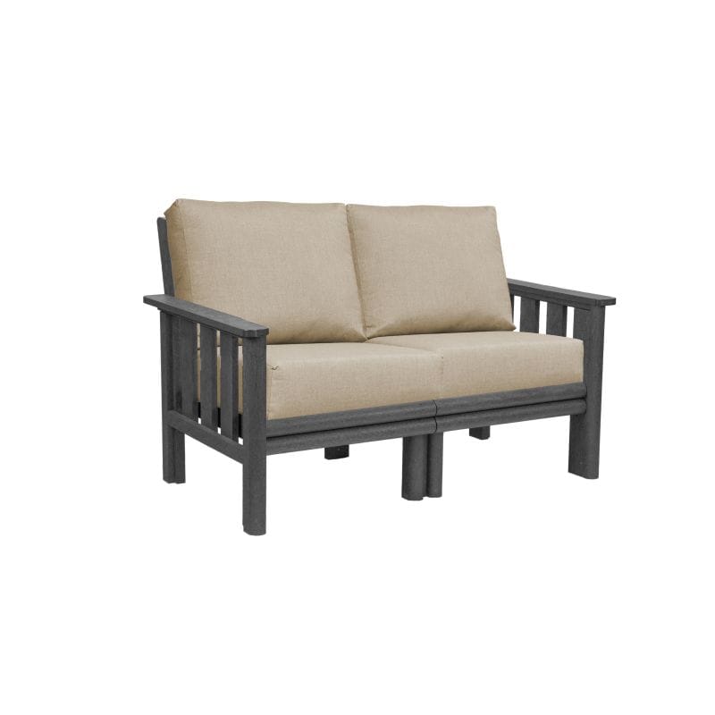 CRP Outdoor Living > Patio Furniture > Deep Seating Black / Bliss Sand C.R. Plastic Products Stratford Deep Seating Loveseat with Sunbrella Cushions