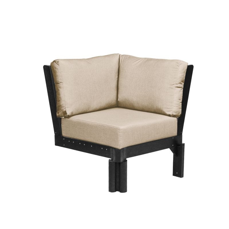 CRP Outdoor Living > Patio Furniture > Deep Seating Black / Bliss Sand C.R. Plastic Products Stratford Deep Seating Sectional Corner Piece With Sunbrella Cushions