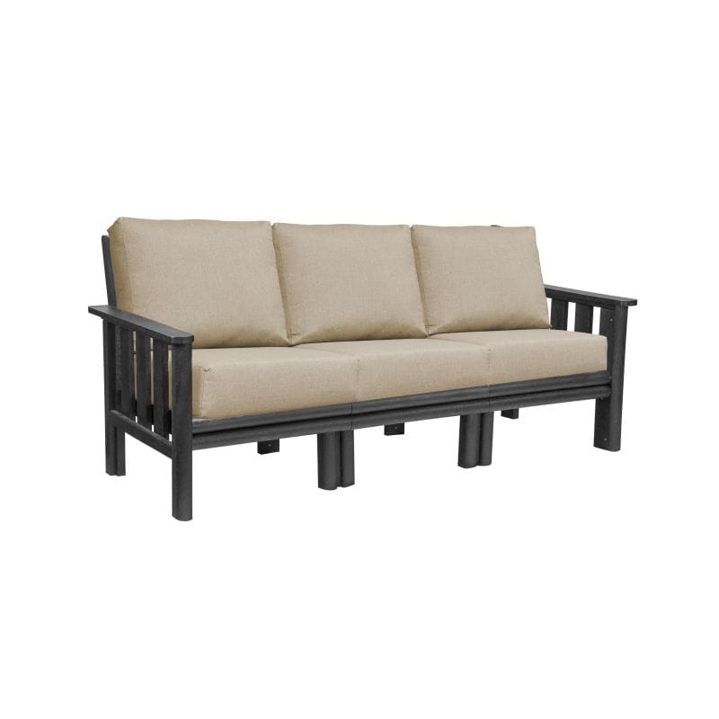 CRP Outdoor Living > Patio Furniture > Deep Seating Black / Bliss Sand C.R. Plastic Products Stratford Deep Seating Sofa Set With Sunbrella Cushions
