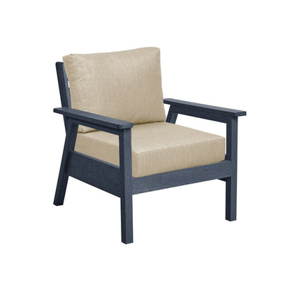 CRP Outdoor Living > Patio Furniture > Deep Seating Black / Bliss Sand C.R. Plastic Products Tofino Arm Chair with Sunbrella Cushions