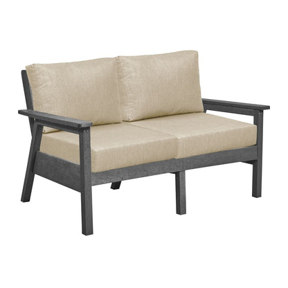 CRP Outdoor Living > Patio Furniture > Deep Seating Black / Bliss Sand C.R. Plastic Products Tofino Deep Seating  Love Seat with Sunbrella Cushions