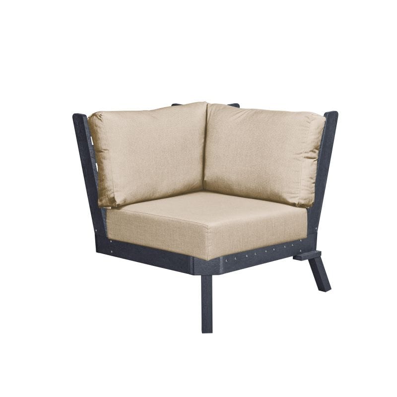CRP Outdoor Living > Patio Furniture > Deep Seating Black / Bliss Sand C.R. Plastic Products Tofino Deep Seating Sectional Corner with Sunbrella Cushions