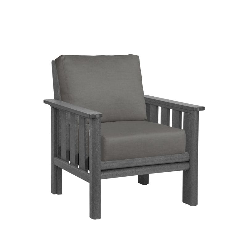 CRP Outdoor Living > Patio Furniture > Deep Seating Black / Bliss Smoke C.R. Plastic Products Stratford Deep Seating Arm Chair with Sunbrella Fabric Cushions