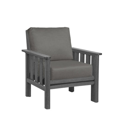 CRP Outdoor Living > Patio Furniture > Deep Seating Black / Bliss Smoke C.R. Plastic Products Stratford Deep Seating Arm Chair with Sunbrella Fabric Cushions