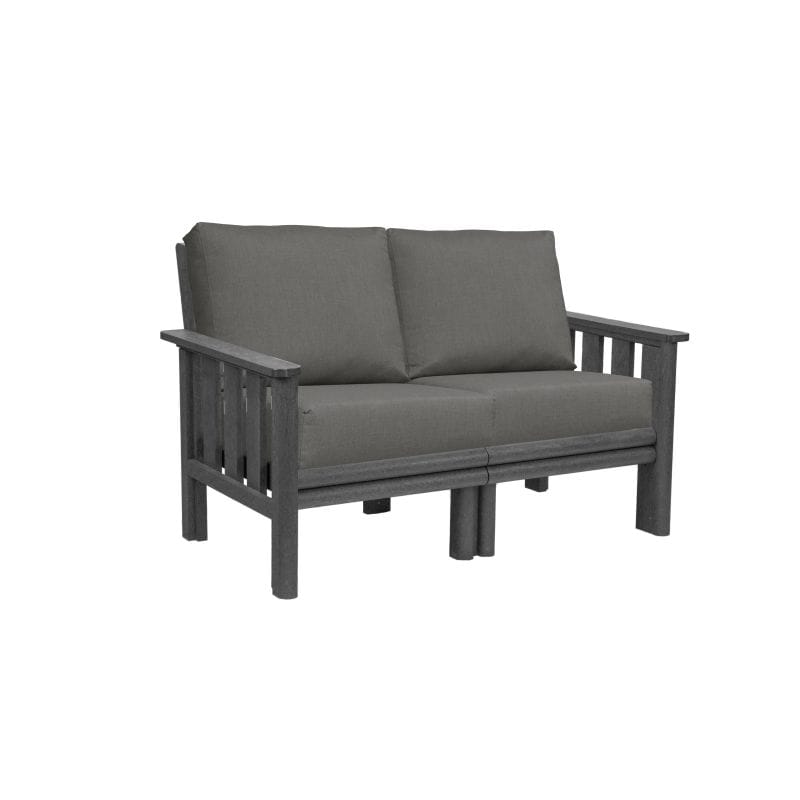 CRP Outdoor Living > Patio Furniture > Deep Seating Black / Bliss Smoke C.R. Plastic Products Stratford Deep Seating Loveseat with Sunbrella Cushions