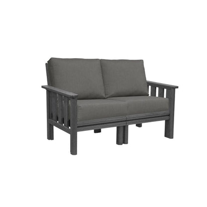 CRP Outdoor Living > Patio Furniture > Deep Seating Black / Bliss Smoke C.R. Plastic Products Stratford Deep Seating Loveseat with Sunbrella Cushions
