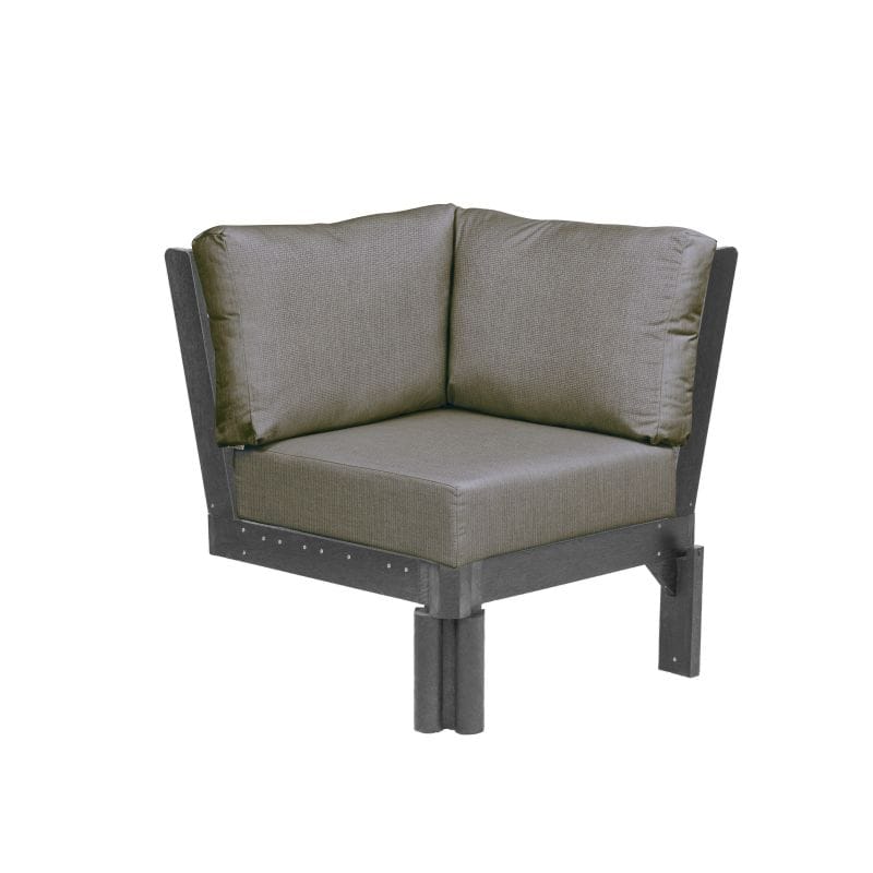 CRP Outdoor Living > Patio Furniture > Deep Seating Black / Bliss Smoke C.R. Plastic Products Stratford Deep Seating Sectional Corner Piece With Sunbrella Cushions