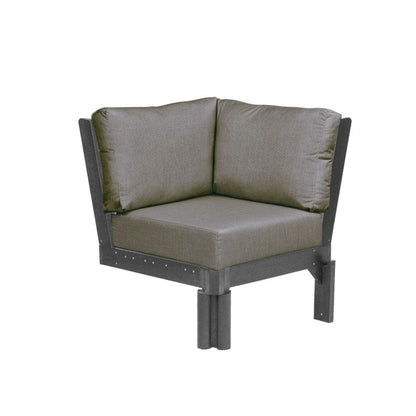 CRP Outdoor Living > Patio Furniture > Deep Seating Black / Bliss Smoke C.R. Plastic Products Stratford Deep Seating Sectional Corner Piece With Sunbrella Cushions