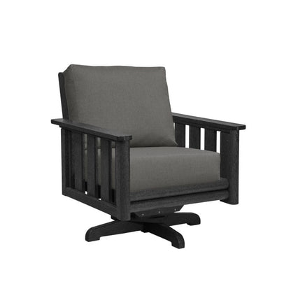 CRP Outdoor Living > Patio Furniture > Deep Seating Black / Bliss Smoke C.R. Plastic Products Stratford Deep Seating Swivel Chair with Sunbrella Cushions