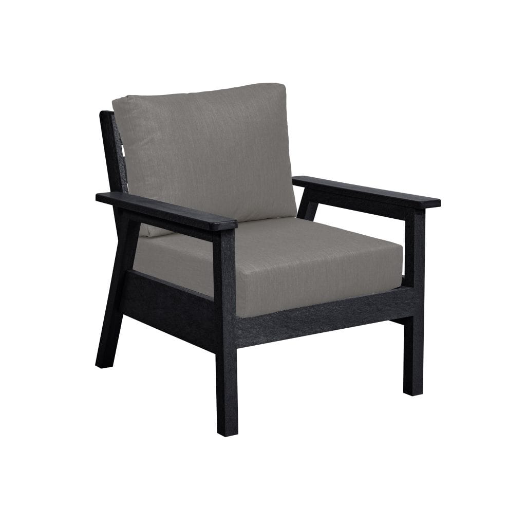 CRP Outdoor Living > Patio Furniture > Deep Seating Black / Bliss Smoke C.R. Plastic Products Tofino Arm Chair with Sunbrella Cushions