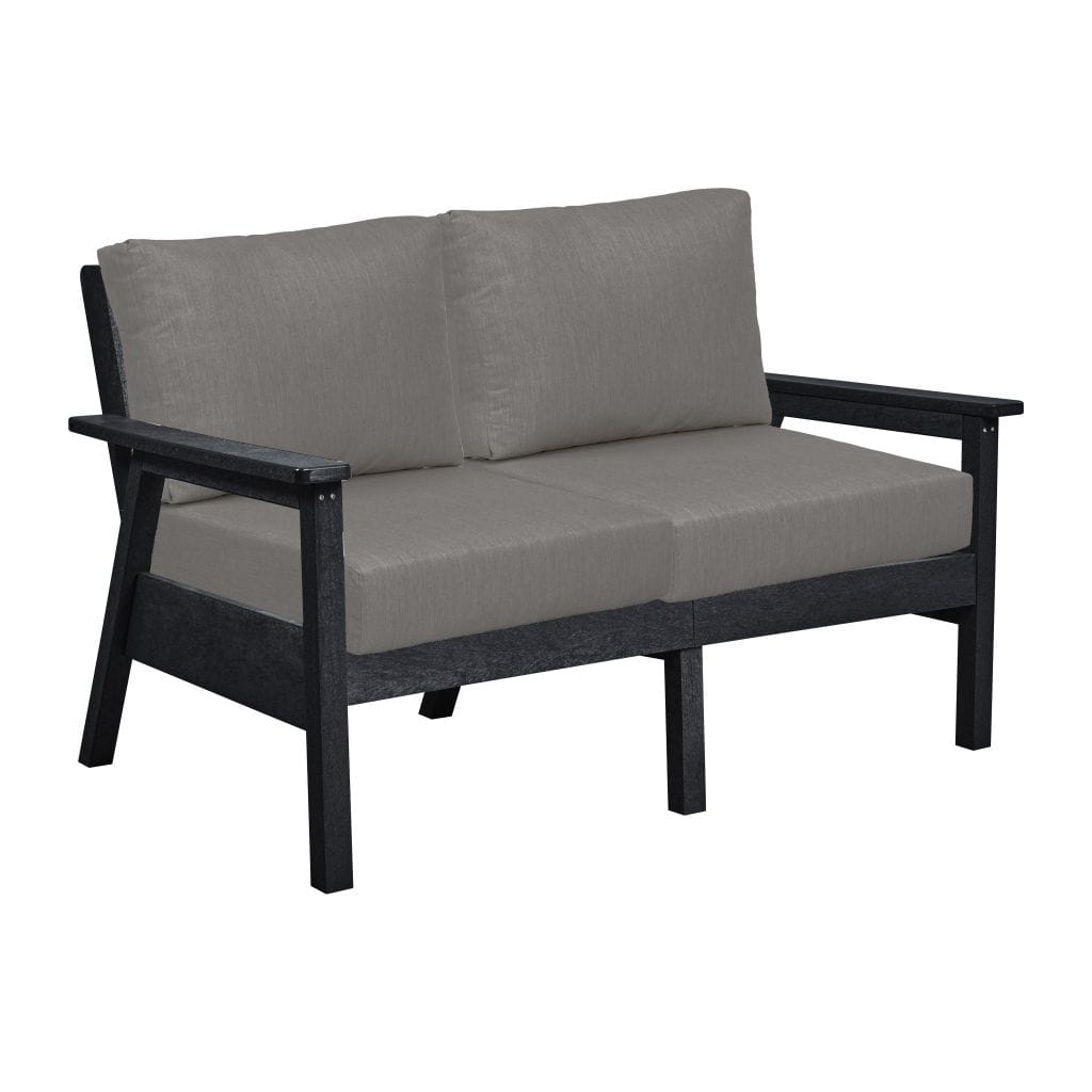 CRP Outdoor Living > Patio Furniture > Deep Seating Black / Bliss Smoke C.R. Plastic Products Tofino Deep Seating  Love Seat with Sunbrella Cushions