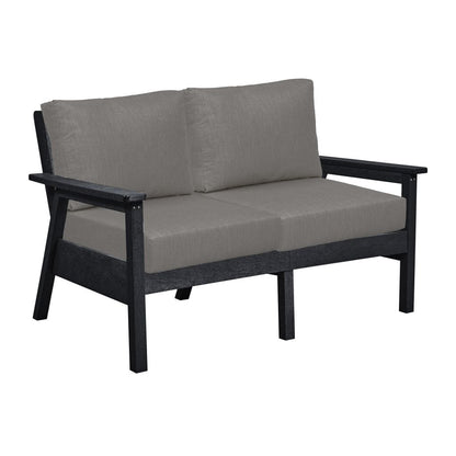 CRP Outdoor Living > Patio Furniture > Deep Seating Black / Bliss Smoke C.R. Plastic Products Tofino Deep Seating  Love Seat with Sunbrella Cushions